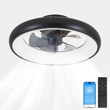20" Modern Fan Light Flush Mount LED Ceiling Lights kit With Remote APP Control