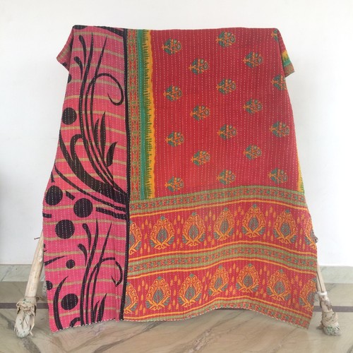 Vintage Kantha Throw Quilt Handmade Indian Ralli Gudri Blanket Wholesale Bedding - Picture 5 of 29