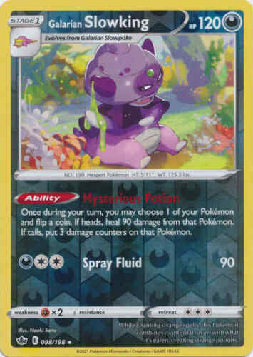 Pokemon - Galarian Slowking - 098/198 - Revers Holo Rare - Chilling Reign - NM/M