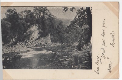 Loup Scar, Wharfedale, N. Yorkshire Vintage Postcard, Pudsey 1903 Duplex UK