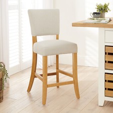 Counter Bar Stool Manor Oak Natural Linen Kitchen Dining Seating Home - Kitchen 
