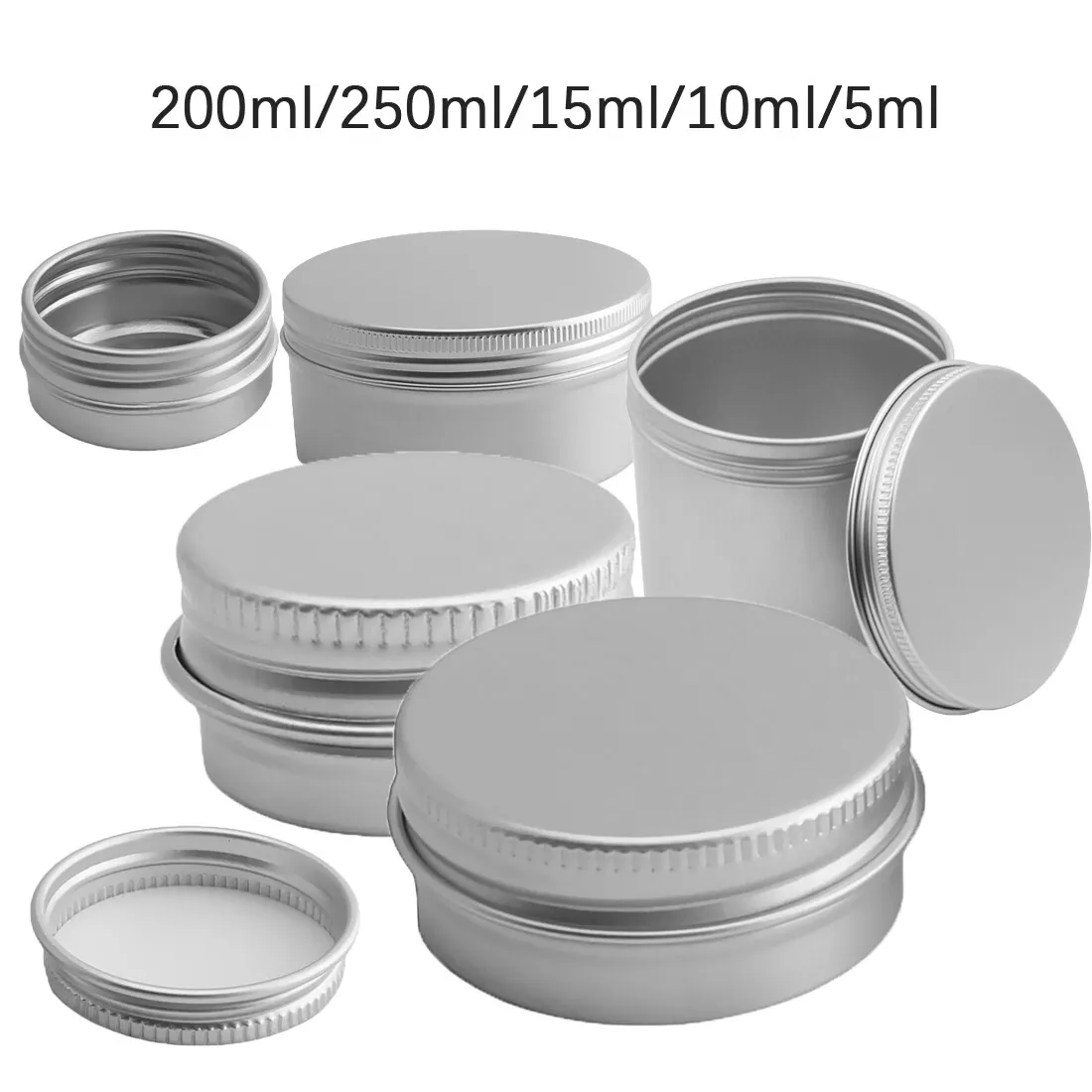 5ml~250ml Screw Top Lid Aluminum Tin Can Round Storage Jars Container 1~18p  Lot