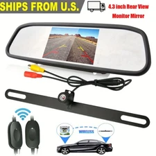 License plate wireless 4.3" car rearview monitor backup camera parking ASSIST