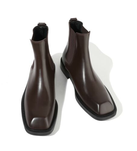 Botas Chelsea Firenze Atelier Para Hombre Cuero MARRÓN Mate Puntera Cuadrada Suela Vibram - Imagen 3 de 10