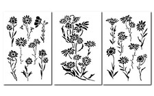 DAISY Flower Painting Stencils Wall Decorating Daisies Airbrush 14" Template 3PK