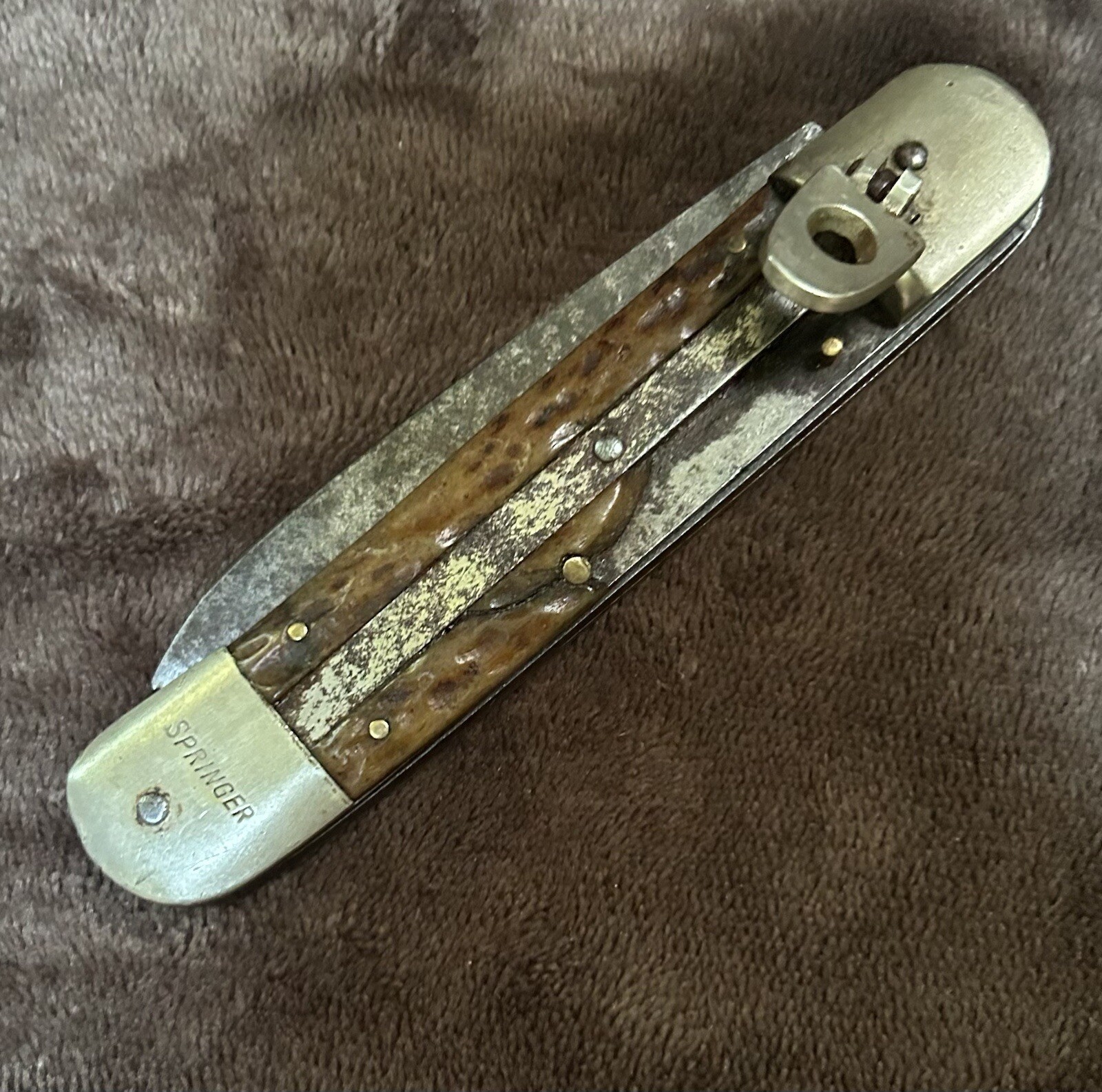 Vintage Lever Lock Knife Bone Springer Parts Knife Blazer? Hubertus? eBay