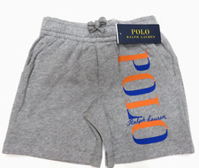 Image of Polo Ralph Lauren boys sweat shorts Age 3 years mid grey blue orange NEW holiday