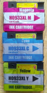 COLOR INK x3 CARTRIDGE SET HO933XL CYAN YELLOW MAGENTA for HP OFFICEJET PRINTER