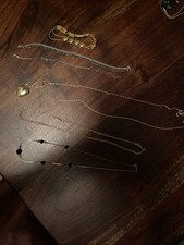 3 Necklaces - Three Bracelets Gold Tone And Silver Tone HeartsChain  Pendant