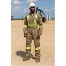 Flame Resistant Hi Vis Coverall, Khaki