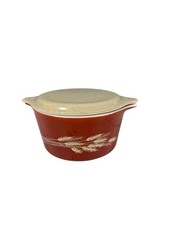 Vintage Pyrex Autumn Harvest Wheat 473-B 1 L Casserole Dish & Tan Lid