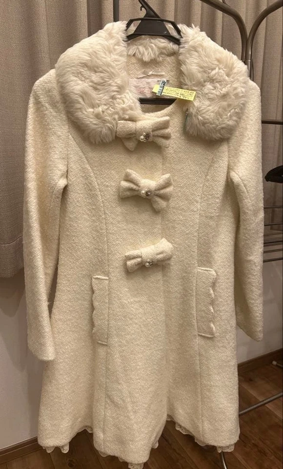 LIZ LISA 3-Way A-Line Coat White US S Lace Ribbon Pearl Bijou Y2K Princess Style - Image 4 of 4