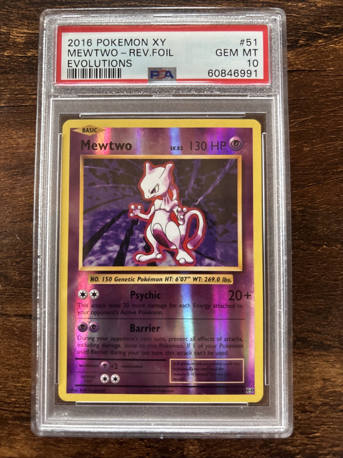 PSA 10 GEM MINT 2016 Pokemon XY Mewtwo Reverse Foil Holo #51 Evolutions LOW POP