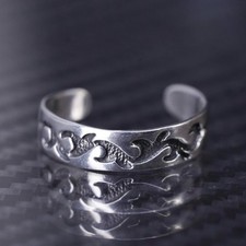 size 5.5, vintage sterling silver 925 handmade wavy ring open band