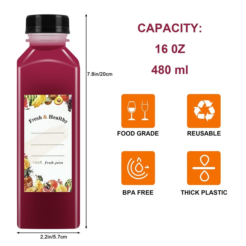 Dandat 100 Pcs Bulk 4oz Mini Plastic Juice Bottles With Caps Clear - View #13