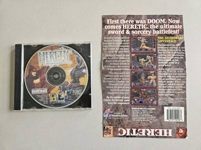 Heretic 1 Shareware PC CD-ROM Spiel + Rückseite Big Box / ID Software Vintage Retro