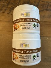 2 Aura Cacia Organic Light Nourishing Cocoa Butter 4oz Each