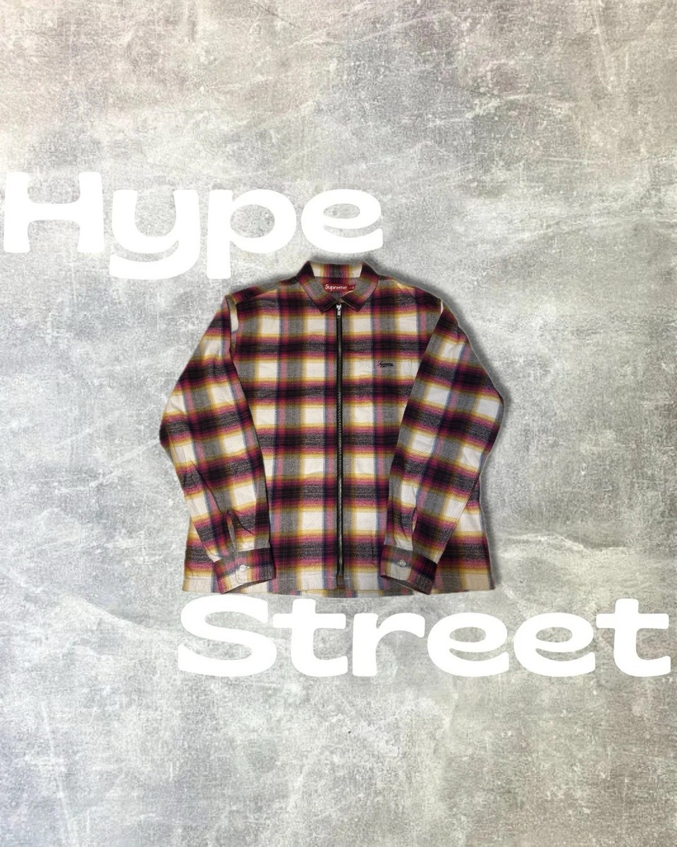 Supreme Shadow Plaid Flannel Zip-Up Shirt Size M | eBay