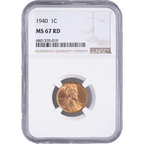 1940 1c Lincoln Wheat Cent ~ NGC MS 67 RD