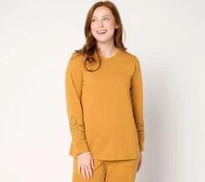 LOGO by Lori Goldstein Women's Top Sz XL Life French Terry Orange A662771