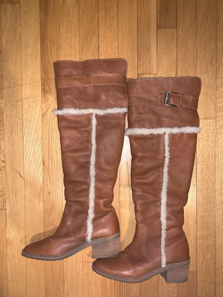 Michael Kors Casey Botas Sobre la Rodilla Cuero Piel de Oveja Forrado Tacón, Talla 7.5 Foto 3 de 4