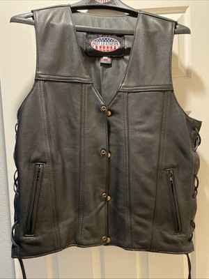 Hot Leathers Made In USA  ONE PIECE BACK LEATHER VEST