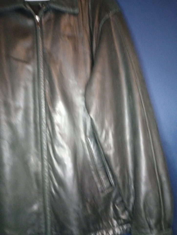 Chaqueta de bombardero clásica Brandini Collezioni XLT negra de cuero genuino de cordero para hombre  Foto 3 de 4