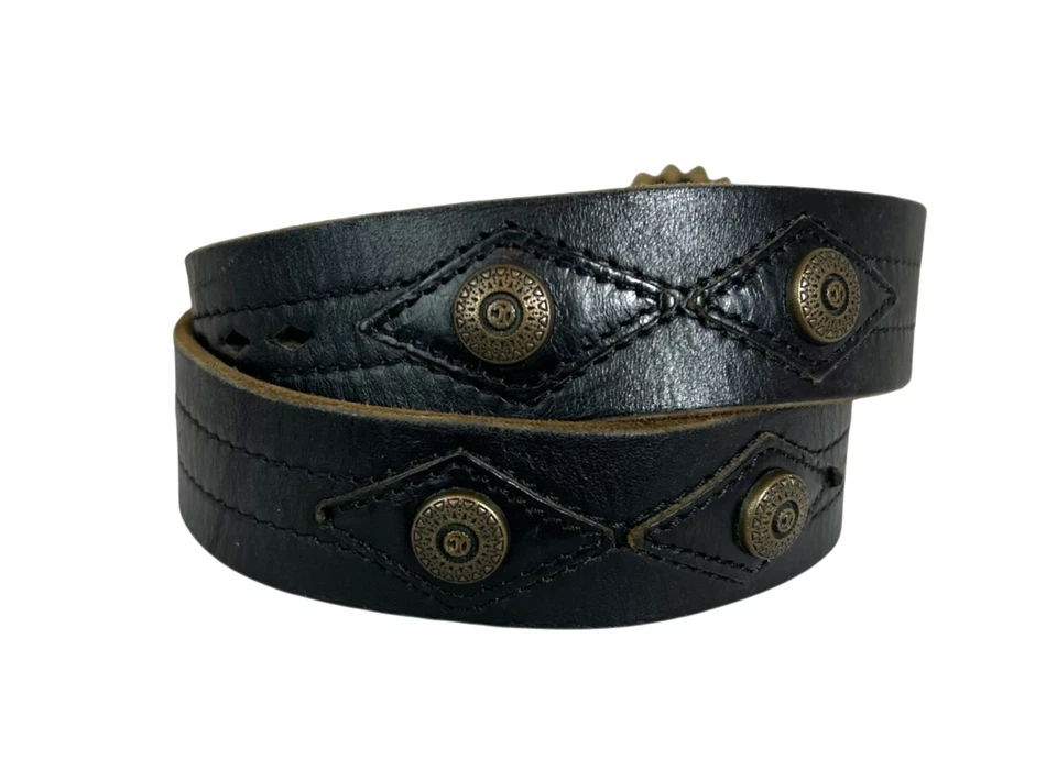 Cinturón De Colección Roberto Cavalli Ittierre Italiano Cuero Marrón Oscuro con Hebilla de Estrás Foto 3 de 4