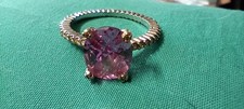 Silver Ring cushion-cut pink sapphire and pav...
