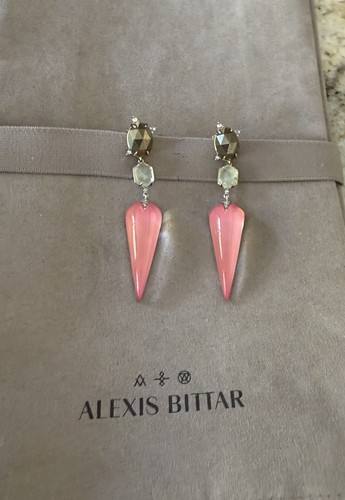 100% Authentic Alexis Bittar Long Lucite, Stone & Crystal Earrings - Picture 9 of 16