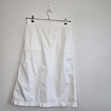 Uniqlo Skirt Womens XL W32-33 White Denim Long Skirt Pockets Midi Length