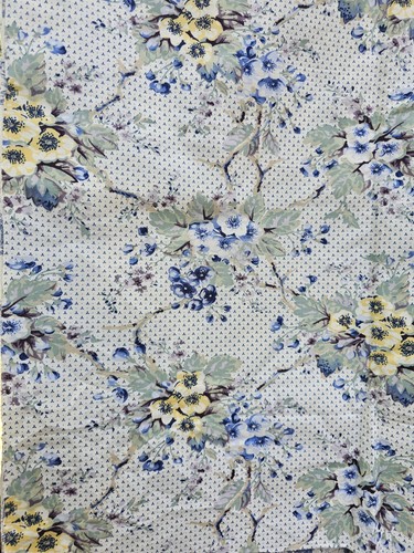 Vtg Laura Ashley Fabric Portfolio Textiles Blue Floral Cream Cottage Romantic - Picture 2 of 8