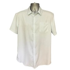 Coofandy Light Blue Short Sleeve Linen Blend Button Down Size M