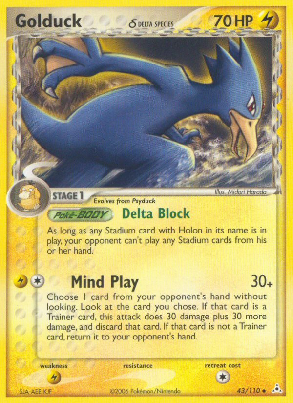 Golduck 43/110 Uncommon Holon Phantoms Pokemon Lightly Played