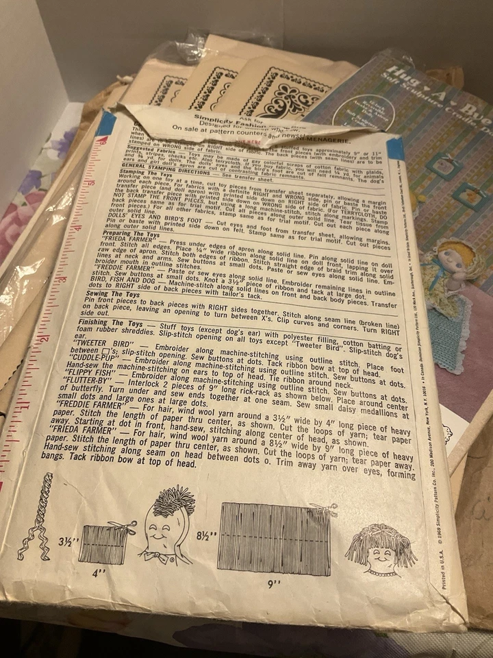 Vintage Mystery Lot Of Assorted Doll & Animal Patterns & Crafts - Image 3 of 3