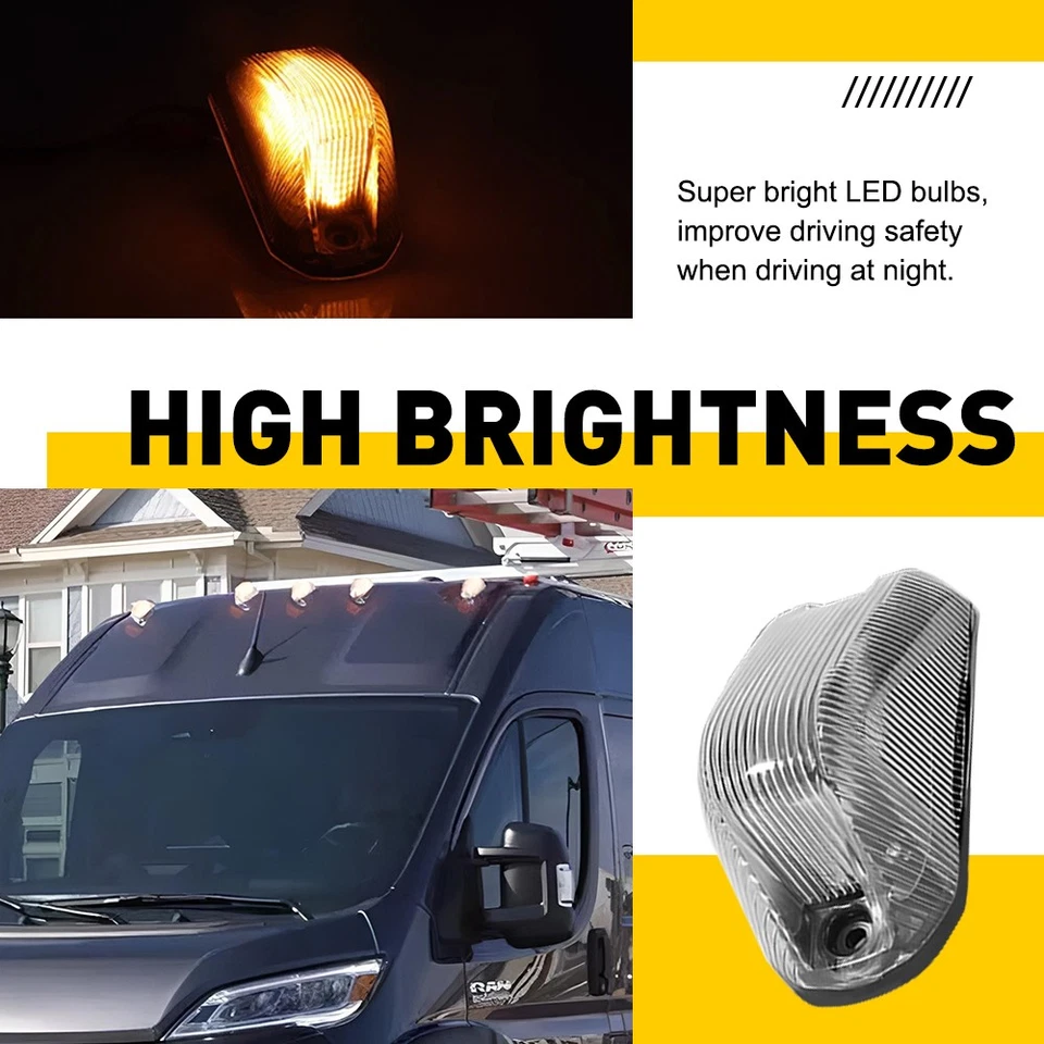 Amber LED Front Cab Roof Marker Light For 2014-2023 RAM Promaster 1500 2500 3500 - Image 2 of 4