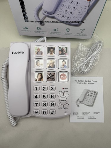 Big Button Phone for Seniors Corded Landline Telephone w/Handsfree Function READ - Picture 2 of 17