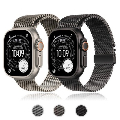 Natur/Schwarz Titan Milanaise Armband Loop Band for Apple Watch Ultra 3 2 1 49mm