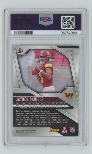 2024 Panini Prizm NEON GREEN Pulsar Jayden Daniels Rookie PSA 10 #347 C98 - 第 2/2 張圖片
