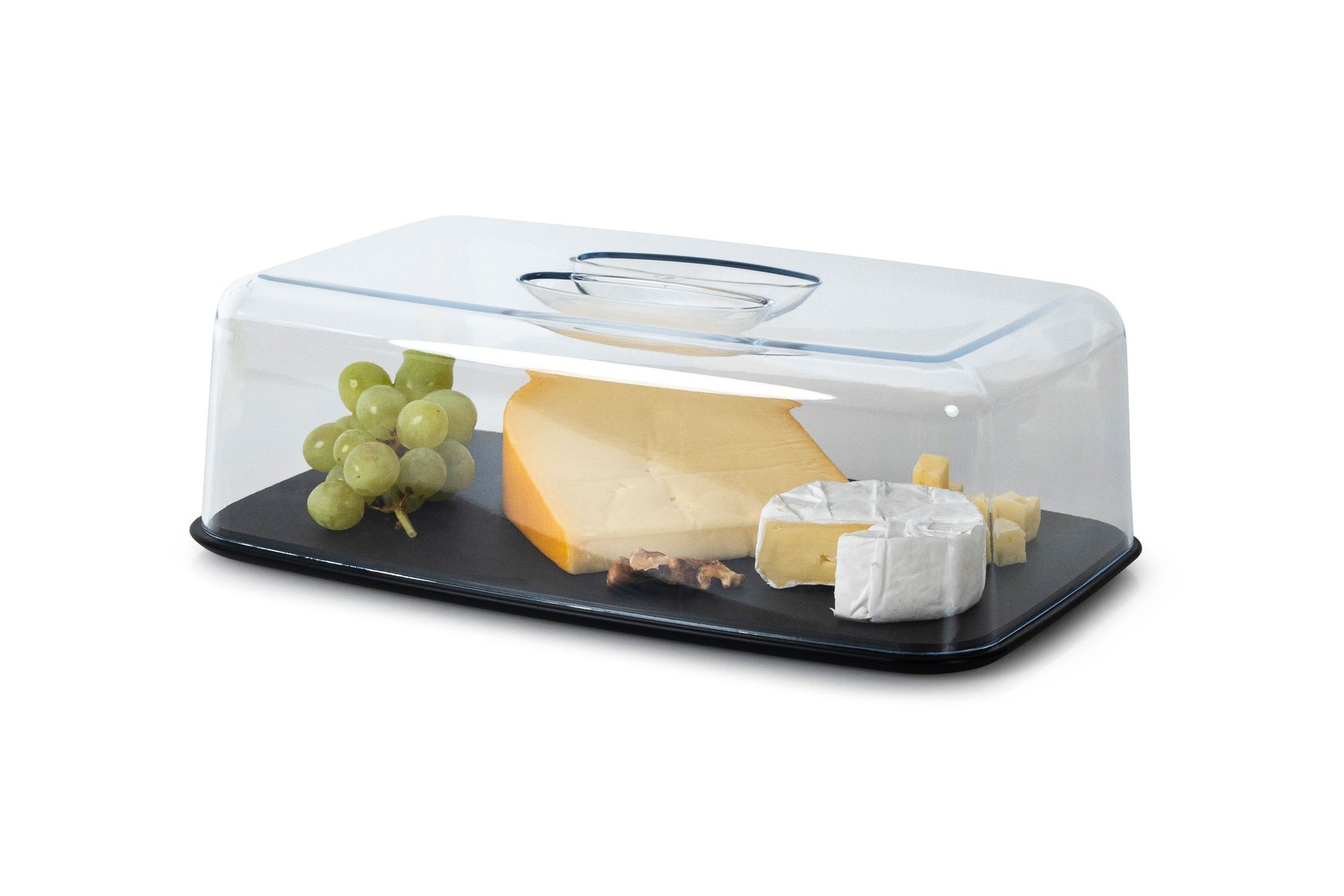 Continenta Käseglocke Duracore 34 x 21 x 11cm Kunststoff Schwarz Transparent