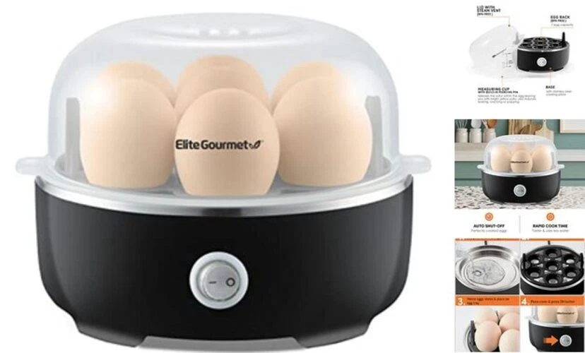 EGC115B Easy Egg Cooker Electric 7-Egg Capacity, Soft, 7 Egg Classic Black