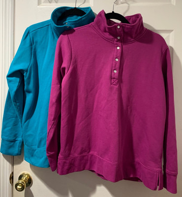 Lot of Two 1/4 Snap High Neck Cotton Blend Sweatshirts Women's M
