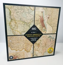 Professor Puzzle 4 in 1 North American Vintage Maps Jigsaw Set 4000 Pc Total New