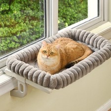 Cloud-Cuddle Cat Window Perch with 4-Sided Bolster, Zipper Design Cushion Win...