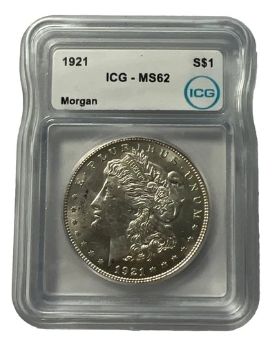 1921  Philadelphia  Mint Morgan Silver Dollar ICG MS 62
