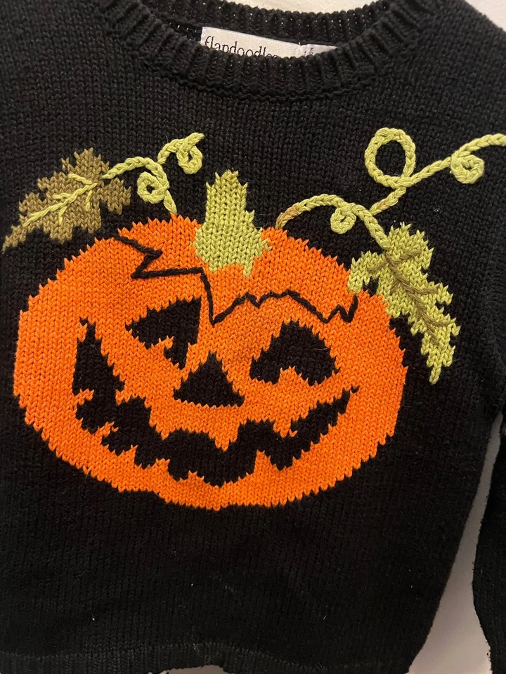 Flapdoodles Niña Talla 5 Calabaza Suéter y Leggings Usados en Excelente Condición - Halloween Foto 3 de 3