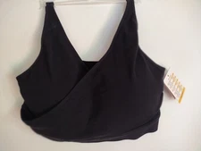Kindred Bravely Adjustable Crossover Bra XXL Busty BLACK Ribbed Wireless NWT