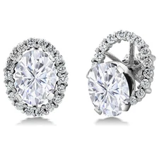 925 Sterling Silver Moissanite Stud Earrings with Removable Jackets For Women