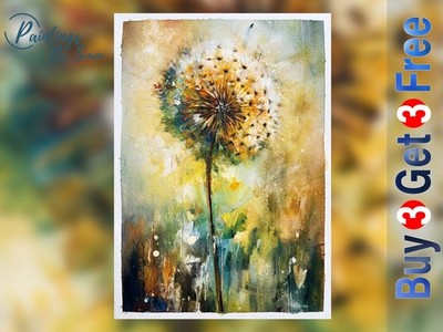 Pusteblume Aquarell Druck 5x7 | Wildblume Natur Wandbild Geschenk