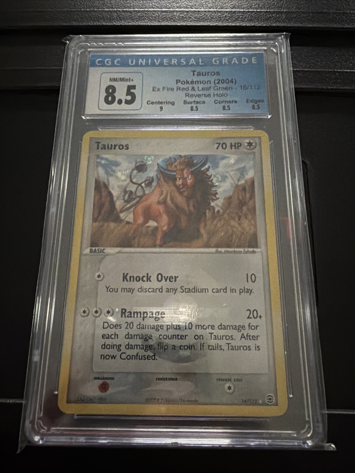 Tauros 16/112 FireRed & LeafGreen Reverse Holo CGC 8.5 Subgrades